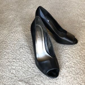 Ladies Black (open toe)Heels - Nine & Co size 8.5